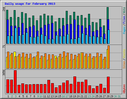 Daily usage for February 2013