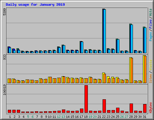 Daily usage for January 2019