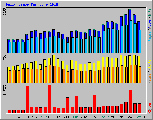 Daily usage for June 2019