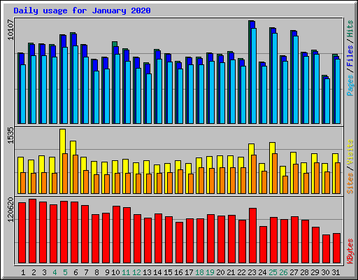 Daily usage for January 2020