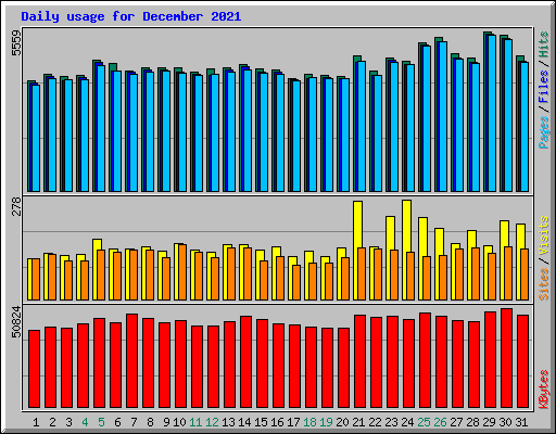 Daily usage for December 2021
