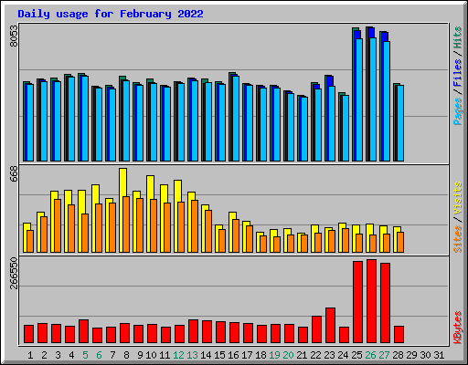 Daily usage for February 2022