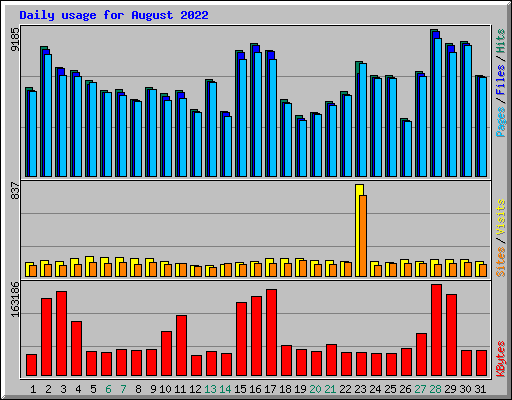 Daily usage for August 2022