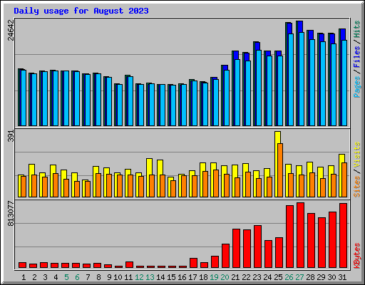 Daily usage for August 2023