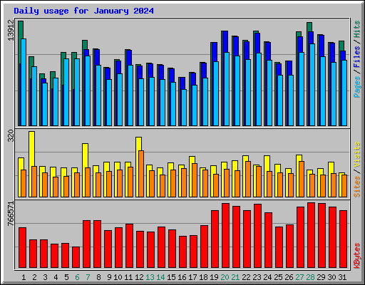 Daily usage for January 2024