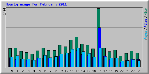 Hourly usage for February 2011