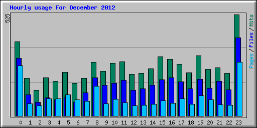 Hourly usage for December 2012